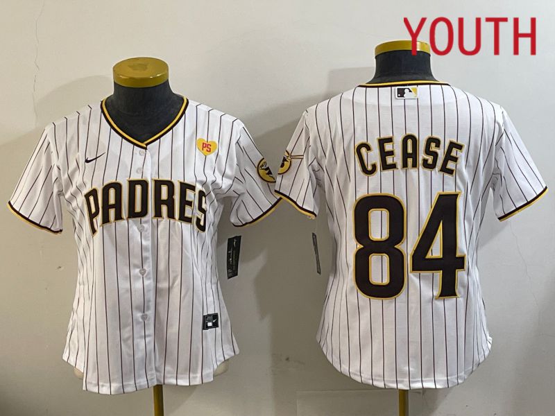 Youth San Diego Padres #84 Cease White Stripe Game 2024 Nike MLB Jersey style 11203